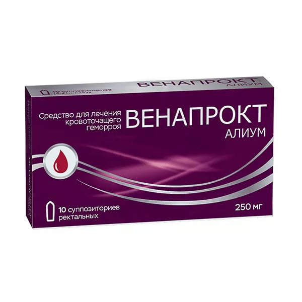 Изображение товара Венапрокт Алиум суппозитории ректальные 250мг Биннофарм 10 шт Изображение товара Венапрокт Алиум суппозитории ректальные 250мг Биннофарм 10 шт