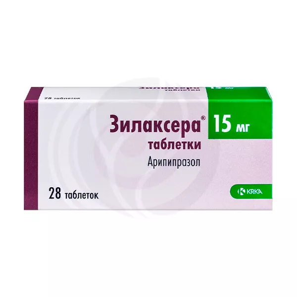 Изображение товара Зилаксера 15мг таблетки No28 КРКА - лечение шизофрении и биполярного расстройства Изображение товара Зилаксера 15мг таблетки No28 КРКА - лечение шизофрении и биполярного расстройства