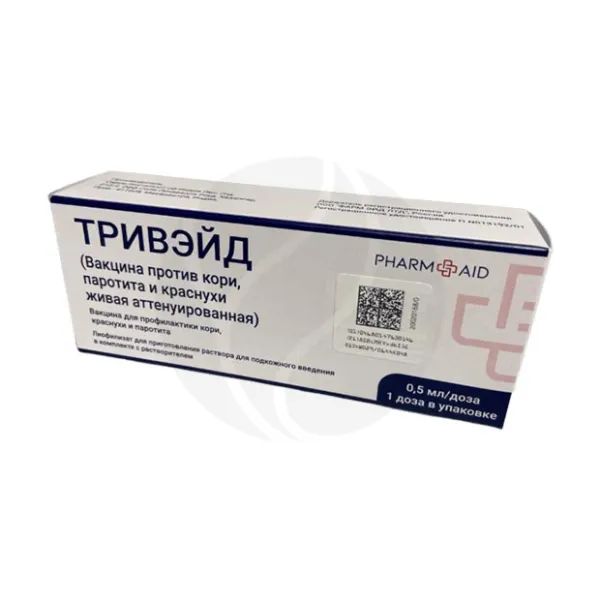 Изображение товара Вакцина Тривэйд лиофилизат д/пригот. р-ра д/инъекций 0,5мл/доза, №1фл.+ раств.0,5мл Изображение товара Вакцина Тривэйд лиофилизат д/пригот. р-ра д/инъекций 0,5мл/доза, №1фл.+ раств.0,5мл