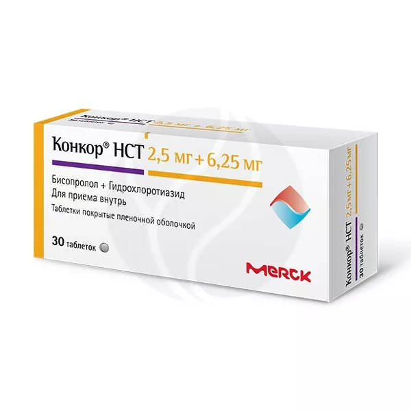 Изображение товара Конкор НСТ таблетки покрытые 2,5мг+6,25мг №30 гипотензивное средство
