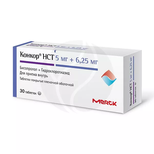 Изображение товара Конкор НСТ таблетки покрыт. п/о 5мг+6,25мг, №30 Изображение товара Конкор НСТ таблетки покрыт. п/о 5мг+6,25мг, №30