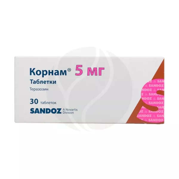 Изображение товара Корнам таблетки 5мг №30 Новартис для лечения гиперплазии и гипертензии