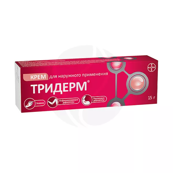 Изображение товара Крем Тридерм д/наруж. примен. 15 г (бетаметазон+гентамицин+клотримазол) Изображение товара Крем Тридерм д/наруж. примен. 15 г (бетаметазон+гентамицин+клотримазол)