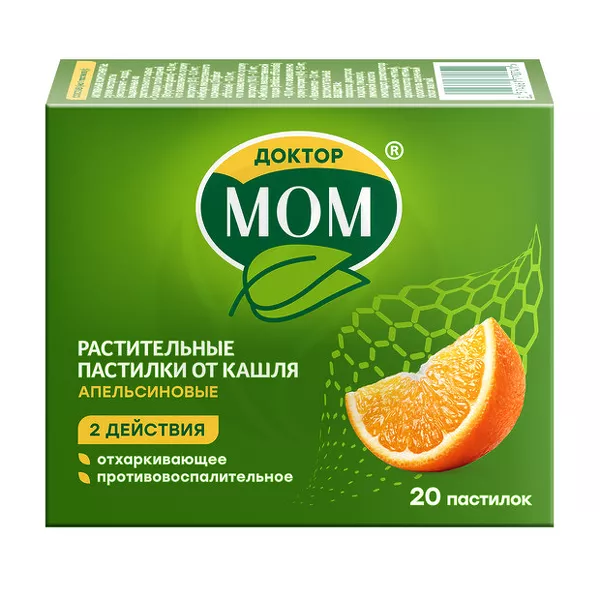 Изображение товара Доктор МОМ Растительные пастилки от кашля со вкусом апельсина, №20 Изображение товара Доктор МОМ Растительные пастилки от кашля со вкусом апельсина, №20