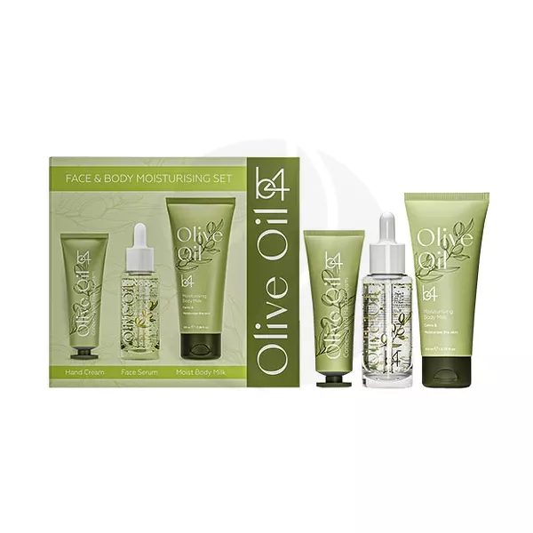 Изображение товара b4 Olive Oil набор крем для рук+мультиактивная сыворотка для лица+молочко для тела, 30мл+27мл+100мл Изображение товара b4 Olive Oil набор крем для рук+мультиактивная сыворотка для лица+молочко для тела, 30мл+27мл+100мл