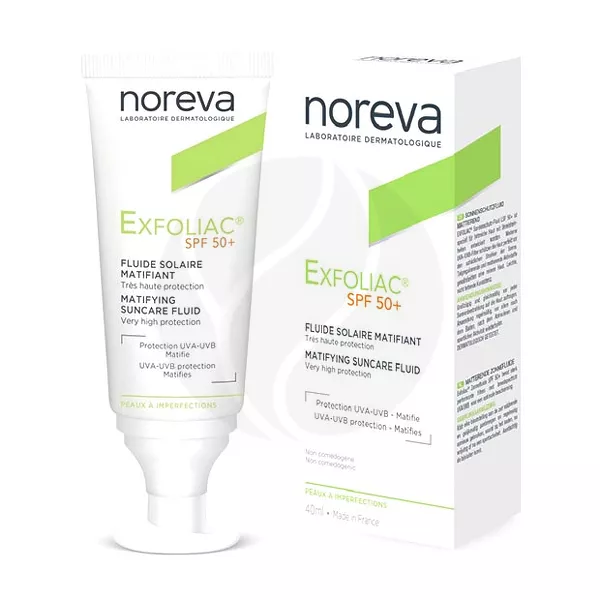 Изображение товара Солнцезащитная эмульсия SPF50+ Noreva Exfoliac для жирной кожи Изображение товара Солнцезащитная эмульсия SPF50+ Noreva Exfoliac для жирной кожи