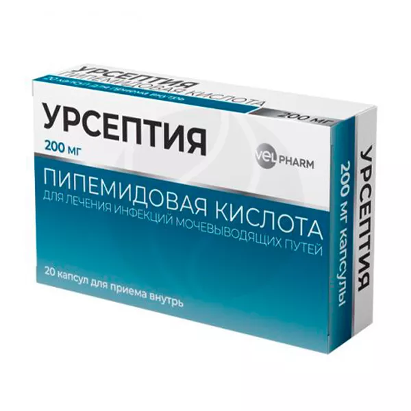 Изображение товара Урсептия капсулы 200 мг, №20 Велфарм для лечения мочевых инфекций Изображение товара Урсептия капсулы 200 мг, №20 Велфарм для лечения мочевых инфекций