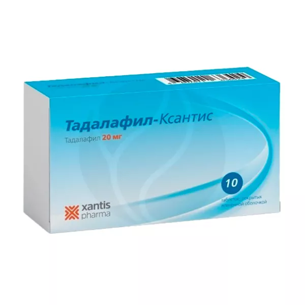 Тадалафил-Ксантис таблетки покрыт. п/о 20мг, №10, Алси Фарма АО