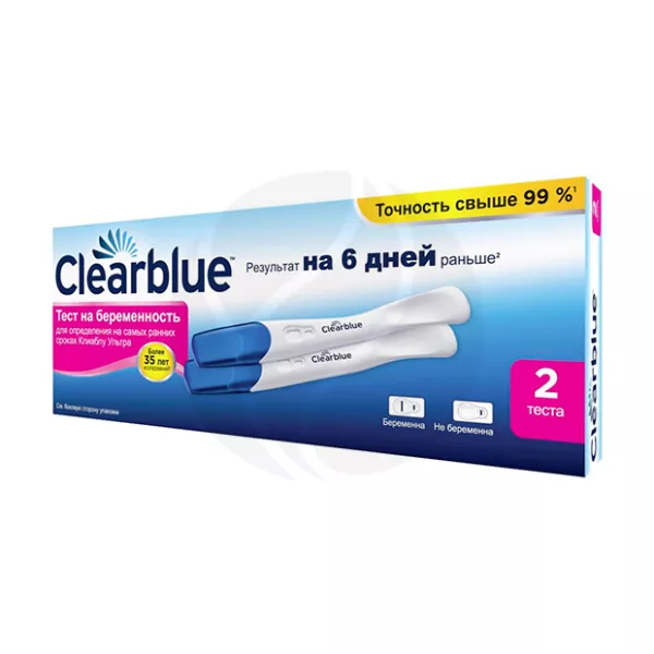 Изображение товара Тест Clearblue Ultra беременность (2 шт) раннее определение 6 дней до задержки Изображение товара Тест Clearblue Ultra беременность (2 шт) раннее определение 6 дней до задержки