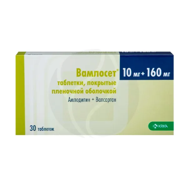 Изображение товара Вамлосет таблетки покрыт. п/о 10мг+160мг, №30 Изображение товара Вамлосет таблетки покрыт. п/о 10мг+160мг, №30
