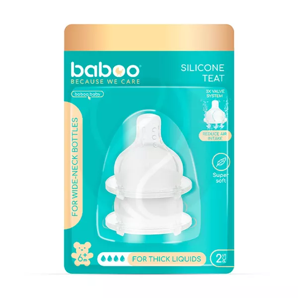 Изображение товара Силиконовая соска Baboo для каш и бутылочек с широким горлышком Изображение товара Силиконовая соска Baboo для каш и бутылочек с широким горлышком