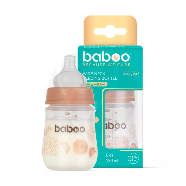Изображение товара Бутылочка для кормления Baboo с широкой горловиной и силиконовой соской (0+), 180мл Изображение товара Бутылочка для кормления Baboo с широкой горловиной и силиконовой соской (0+), 180мл