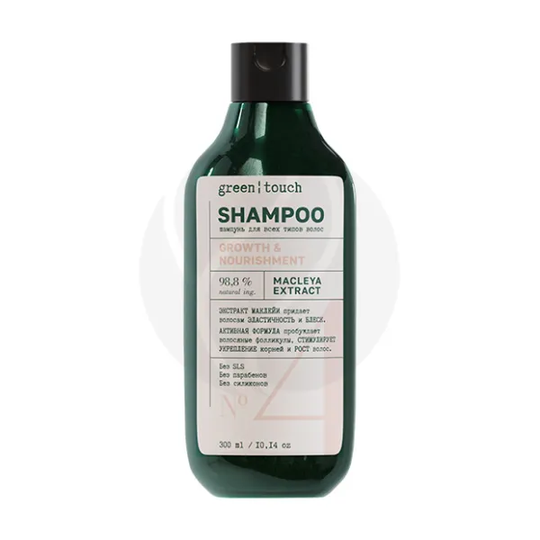 Изображение товара Green touch шампунь для роста и питания волос с экстрактом маклейи, 300мл