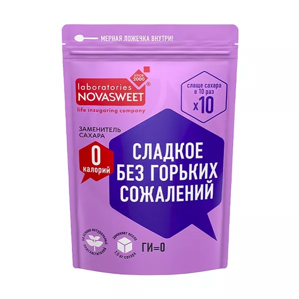 Изображение товара Novasweet Заменитель сахара 10Х с мерной ложечкой 250 г безопасный и натуральный Изображение товара Novasweet Заменитель сахара 10Х с мерной ложечкой 250 г безопасный и натуральный