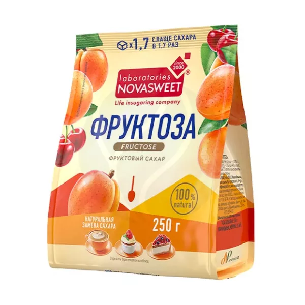 Изображение товара Фруктоза натуральная Novasweet 250г - низкий гликемический индекс для здоровья и кулинарии