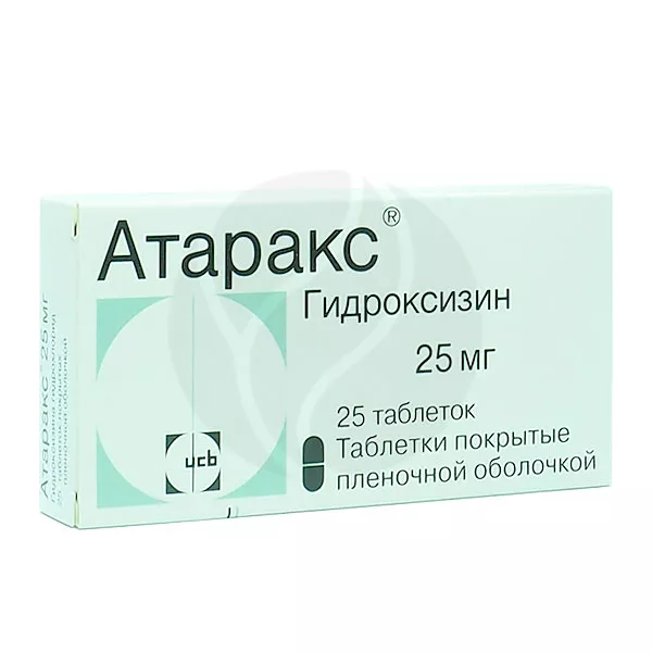 Изображение товара Гидроксизин 25 мг таблетки, Ucb Pharma, таблетка покрытая оболочкой Изображение товара Гидроксизин 25 мг таблетки, Ucb Pharma, таблетка покрытая оболочкой