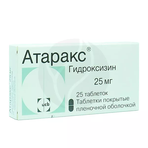 Изображение товара Гидроксизин 25 мг таблетки, Ucb Pharma, таблетка покрытая оболочкой Изображение товара Гидроксизин 25 мг таблетки, Ucb Pharma, таблетка покрытая оболочкой