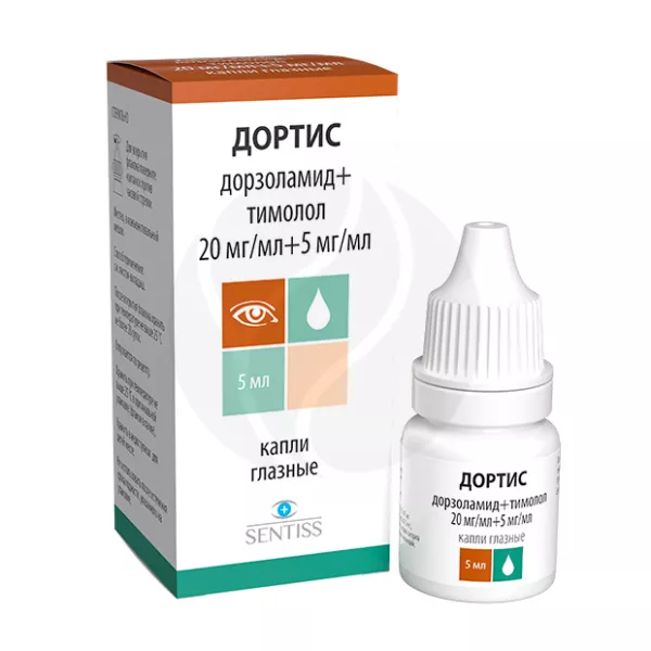 Изображение товара Дортис капли глазные 20мг/мл+5мг/мл для лечения глаукомы
