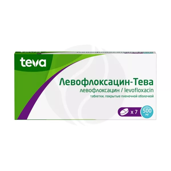 Изображение товара Левофлоксацин-Тева таблетки 500 мг, покрытые пленочной оболочкой, 7 шт Изображение товара Левофлоксацин-Тева таблетки 500 мг, покрытые пленочной оболочкой, 7 шт