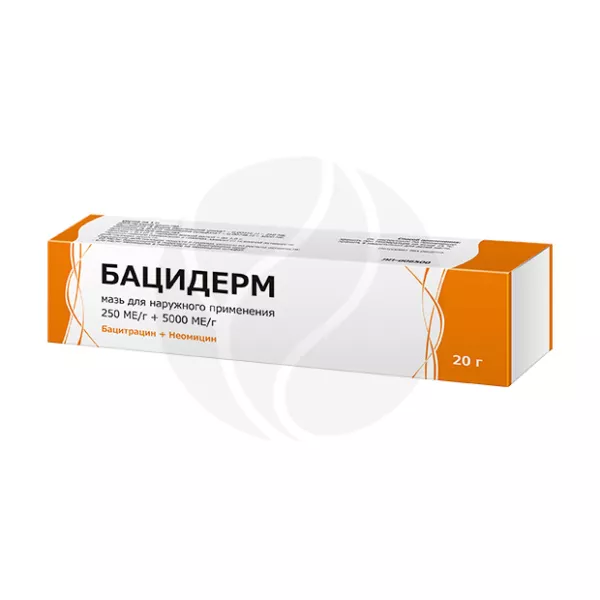 Бацидерм мазь д/наружн. прим. 250 МЕ/г + 5000 МЕ/г, 20г