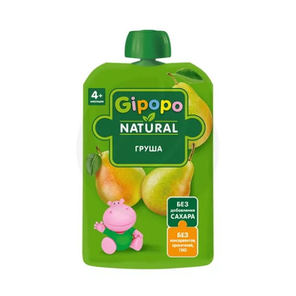 Изображение товара Грушевое фруктовое пюре GIPOPO для малышей 4+ месяцев 90г удобная упаковка