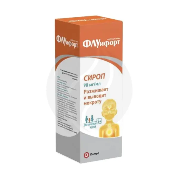 Изображение товара Флуифорт сироп 90мг/мл, 200мл - муколитик для взрослых и детей старше 2 лет