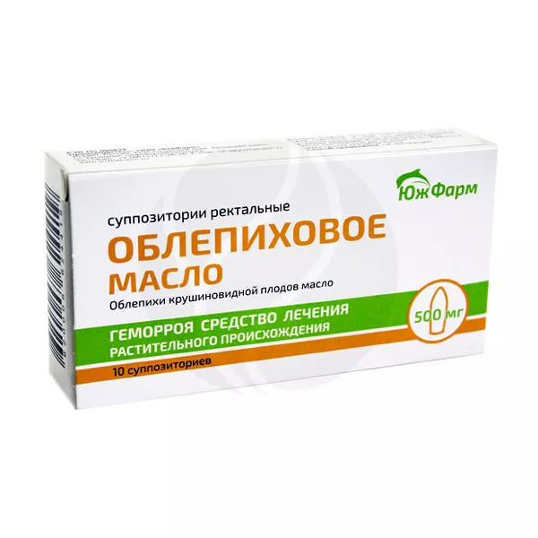Изображение товара Облепиховое масло суппозитории ректальные 500 мг №10 для быстрого заживления повреждений
