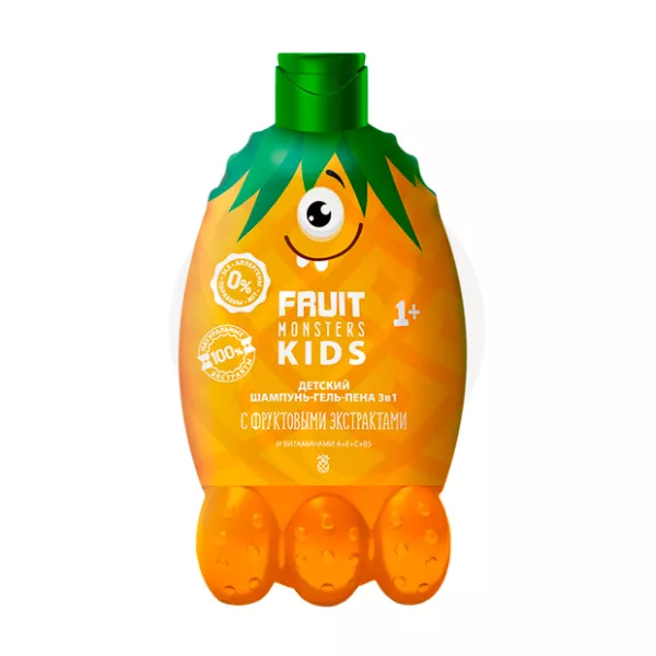 Изображение товара Fruit Monsters Kids шампунь-гель-пена 3 в 1 детский Ананас (1+), 400мл Изображение товара Fruit Monsters Kids шампунь-гель-пена 3 в 1 детский Ананас (1+), 400мл
