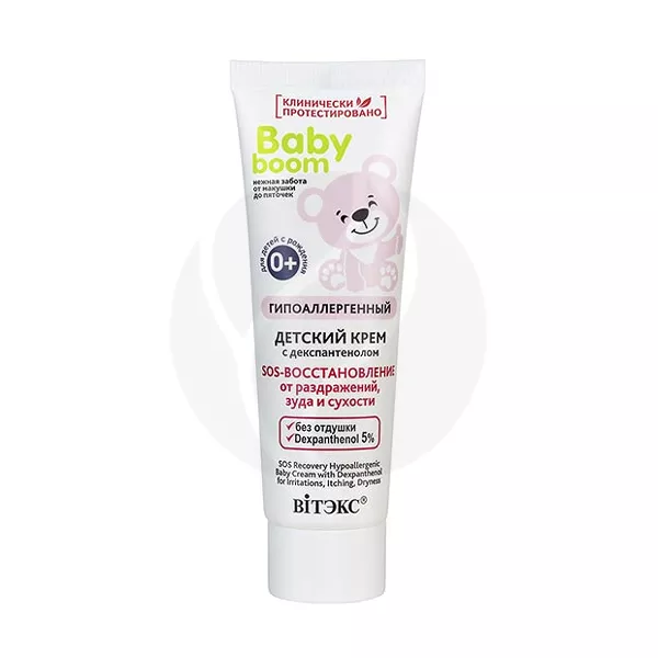 Изображение товара Вiтэкс Baby Boom Гипоаллергенный детский крем с декспантенолом SOS-восстановление от раздражений, зуда и сухости (0+), 50мл