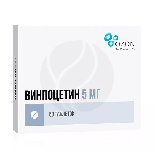 Изображение товара Винпоцетин таблетки 5мг для улучшения мозгового кровотока