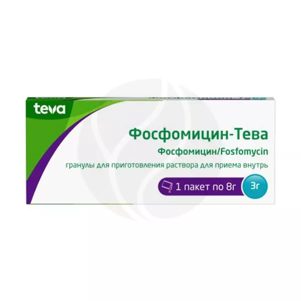 Изображение товара Фосфомицин-Тева гран. д/пригот. р-ра д/приема внутрь 3г, №1 Изображение товара Фосфомицин-Тева гран. д/пригот. р-ра д/приема внутрь 3г, №1