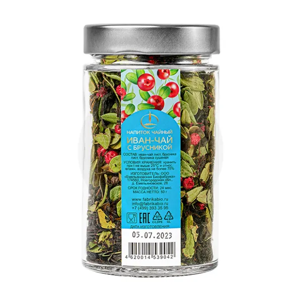 Изображение товара Напиток Иван-чай ферментированный с брусникой, 50 г в банке