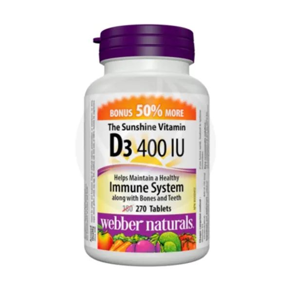 Webber Naturals Витамин Д3 Солнечный таблетки 400МЕ, №270