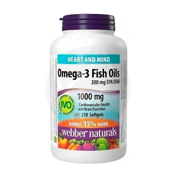 Изображение товара БАД Webber Naturals Омега-3 900 мг/3 капсулы (210 шт) для сердца и мозга Изображение товара БАД Webber Naturals Омега-3 900 мг/3 капсулы (210 шт) для сердца и мозга
