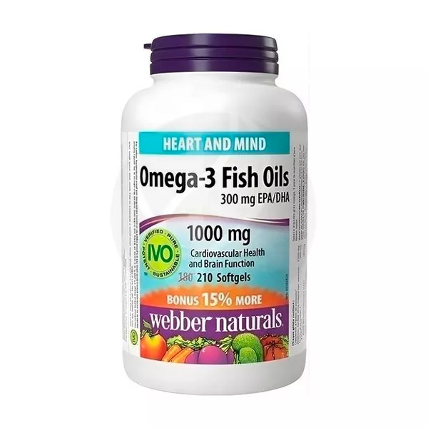 Изображение товара БАД Webber Naturals Омега-3 900 мг/3 капсулы (210 шт) для сердца и мозга Изображение товара БАД Webber Naturals Омега-3 900 мг/3 капсулы (210 шт) для сердца и мозга