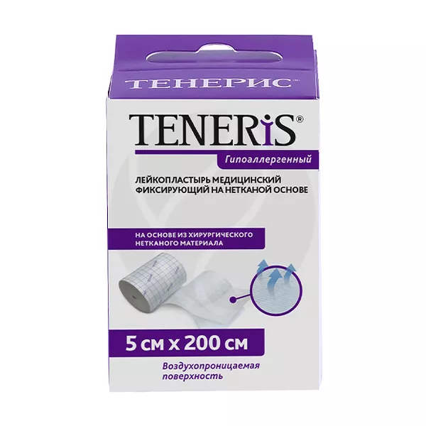 Изображение товара Медицинский фиксирующий лейкопластырь Teneris на нетканой основе 5см 200см
