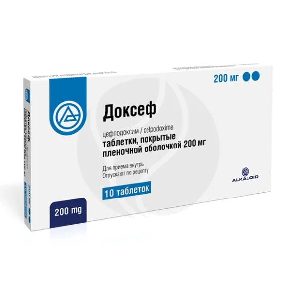 Изображение товара Доксеф таблетки покрыт. п/о 200мг, №10 Алкалоид А.Д. Изображение товара Доксеф таблетки покрыт. п/о 200мг, №10 Алкалоид А.Д.