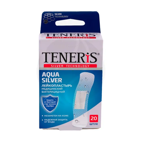 Изображение товара Teneris Aqua Silver лейкопластырь медицинский бактерицидный на полимерной основе, №20
