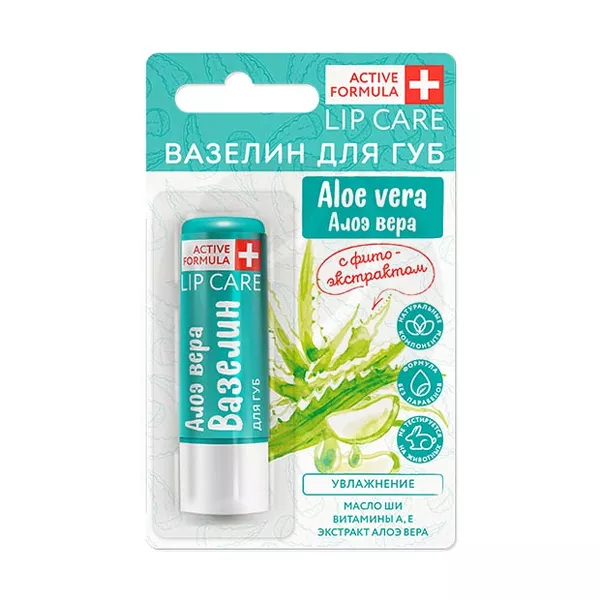 Изображение товара Вазелин для губ увлажнение с фитоэкстрактом алоэ вера, 4,2г Изображение товара Вазелин для губ увлажнение с фитоэкстрактом алоэ вера, 4,2г