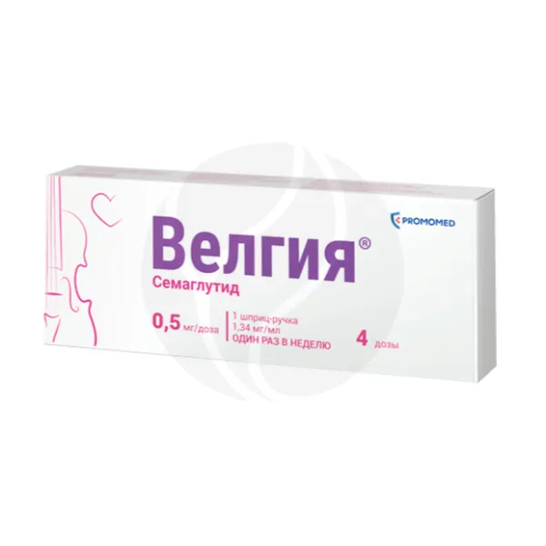Изображение товара Велгия раствор для подкожного введения 0,5 мг/доза, 1,5 мл, шприц-ручка