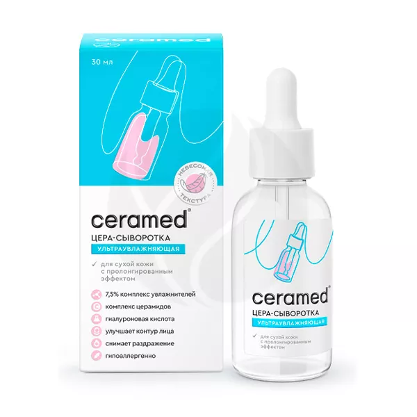 Изображение товара Ceramed Цера-сыворотка для лица ультраувлажняющая с гиалуроновой кислотой, 30мл Изображение товара Ceramed Цера-сыворотка для лица ультраувлажняющая с гиалуроновой кислотой, 30мл