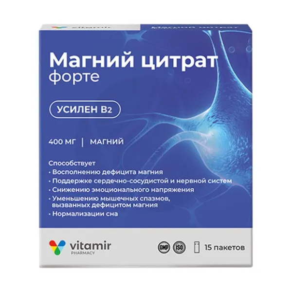 Изображение товара Vitamir Магний цитрат форте порошок для внутрь 15 стик-пакетов