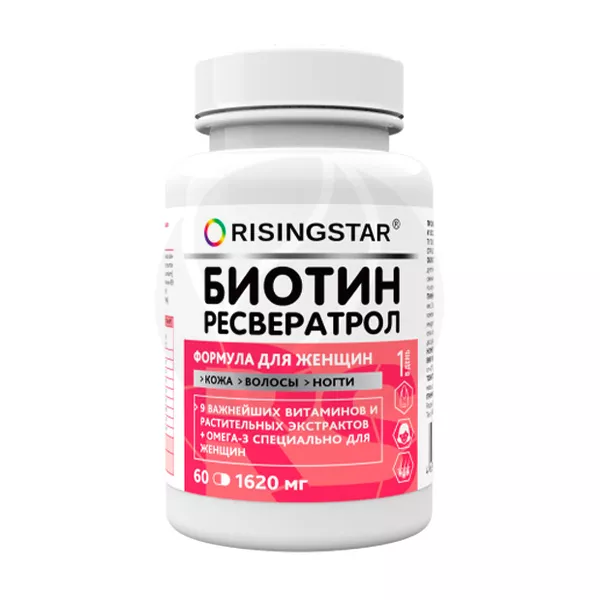 Изображение товара Biotin Reversatrol Formula для женщин капсулы No60 - омега-3, витамины, экстракты