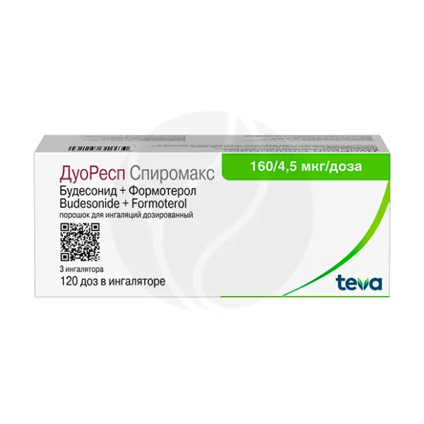 Изображение товара ДуоРесп Спиромакс порошок д/ингал. дозированный 160мкг+4,5мкг/доза, 120доз №3