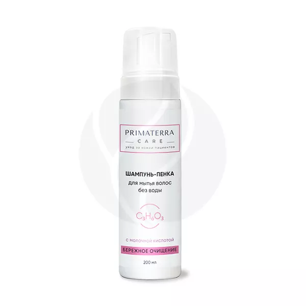 Изображение товара Primaterra Care шампунь-пенка для мытья волос без воды, 200мл Изображение товара Primaterra Care шампунь-пенка для мытья волос без воды, 200мл