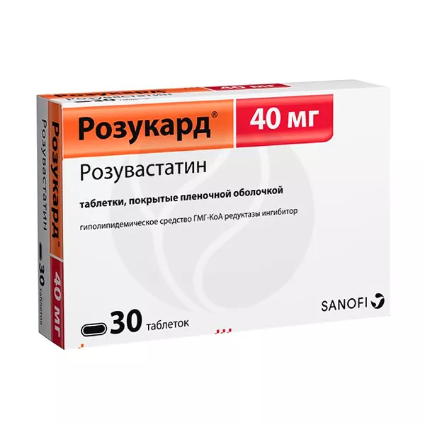 Изображение товара Таблетки Розукард 40 мг Розувастатин сублимированные, 40 мг Изображение товара Таблетки Розукард 40 мг Розувастатин сублимированные, 40 мг