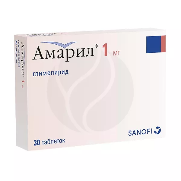 Изображение товара Аппаратура для диабета Амарил Sanofi 1мг - глимепирид Изображение товара Аппаратура для диабета Амарил Sanofi 1мг - глимепирид