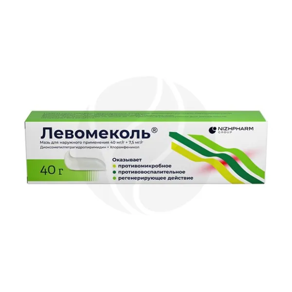 Изображение товара Левомеколь мазь 40г для наружного применения с хлорамфеникол и диоксометилтетрагидропиримидин