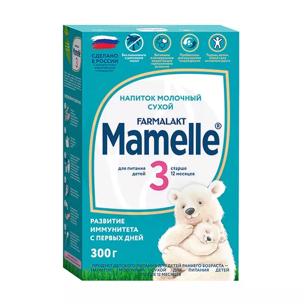 Изображение товара Молочный сухой напиток Mamelle 3 для детей от 12 мес 300г без ГМО и добавок
