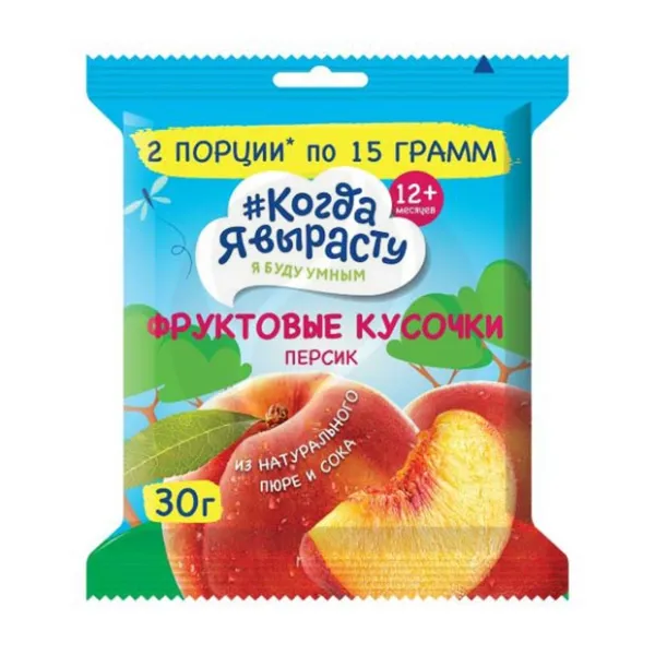 Изображение товара Когда я вырасту фруктовые кусочки персик яблоко (12+мес), 30г